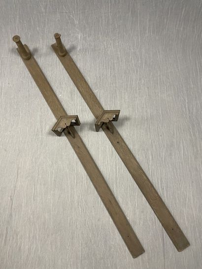 Two equestrian saddle racks in oak, small...