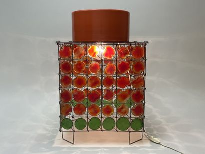 Lampe de salon en métal et médaillons de...