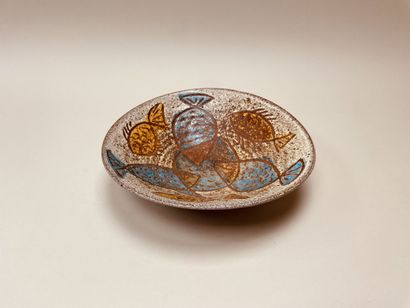 ACCOLAY
Grande coupe en grès aux poissons
H....