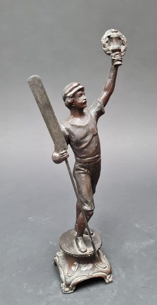 ROWING:
Statuette of a winner in patinated...