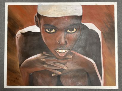 Eric ESTRIVIER ( XX°)
Portrait d'enfant africain
huile...