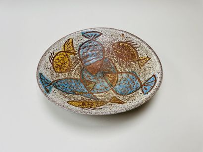 ACCOLAY
Grande coupe en grès aux poissons
H....
