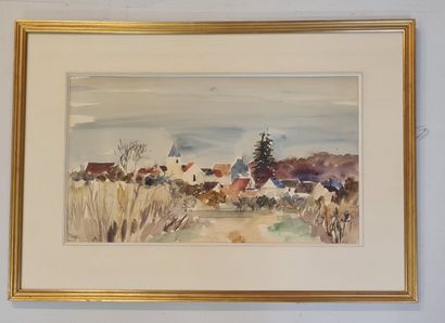 Georges HOSOTTE (né en 1936)
Village de l'Yonne.
Aquarelle...