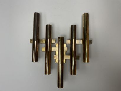 Gilded brass five-branch wall lamp in the...