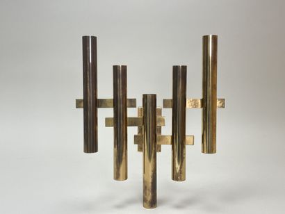 Gilded brass five-branch wall lamp in the...