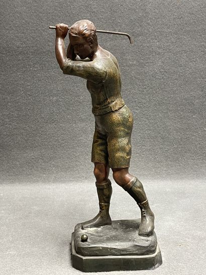 GOLF: statuette in patinated regula
H: 47...