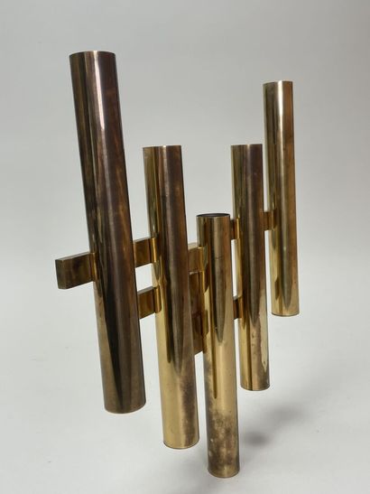 Gilded brass five-branch wall lamp in the...