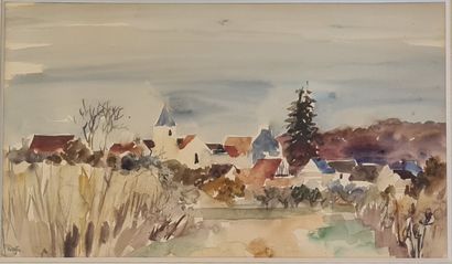 Georges HOSOTTE (né en 1936)
Village de l'Yonne.
Aquarelle...