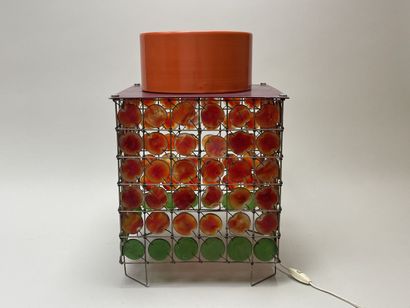 Lampe de salon en métal et médaillons de...