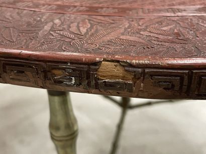 Table basse plateau laqué à décor de chien...