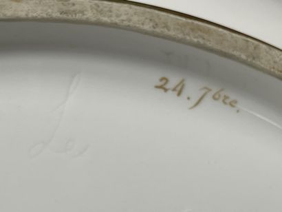 Sèvres: Porcelain navette bowl with gold...