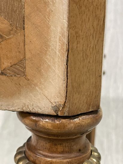 Small chiffonier, marquetry of cubes, leather-covered...
