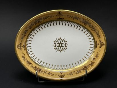 Sèvres: Porcelain navette bowl with gold...