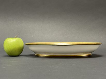 Sèvres: Porcelain navette bowl with gold...