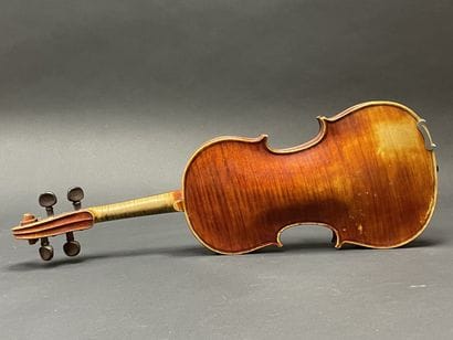 Violin in case, bearing a label 