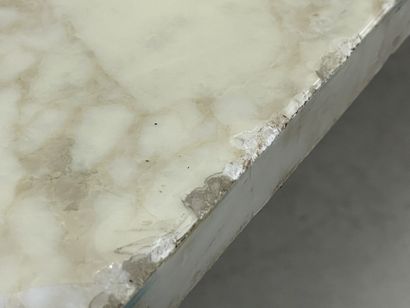 Rectangular table, chromed metal base and...