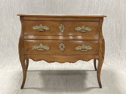 Curved chest of drawers in blond fruitwood,...
