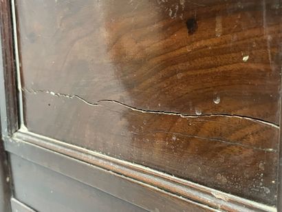 Mahogany console with two doors, white marble...