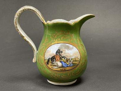 Porcelain cabaret with green background,...