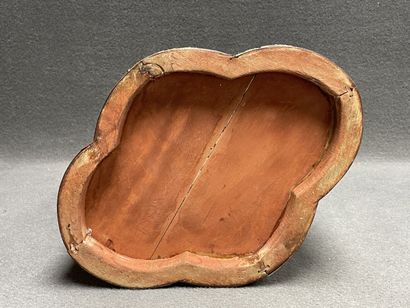 Wood veneer planter with bronze ornamentation....