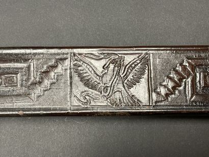 Leather frame decorated with drawings of...