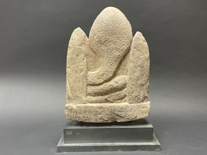 Buddhist triad depicting Mucalinda Buddha...