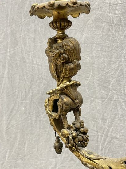 Six-light bronze chandelier decorated with...