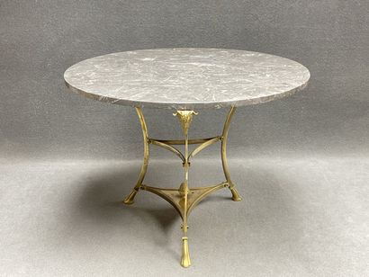 Neoclassical coffee table with marble top,...
