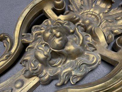 Large bronze lion's head sconce with five...