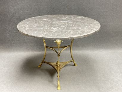 Neoclassical coffee table with marble top,...