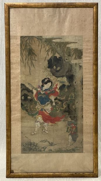 Ecole japonaise du XIX°sècle.
Huile sur toile...