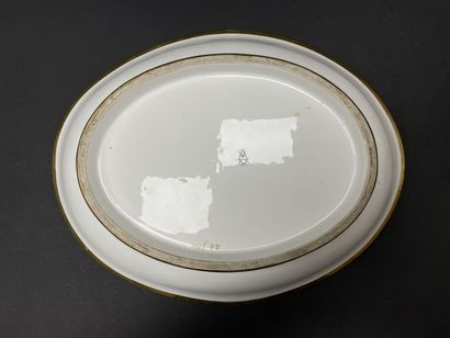 Sèvres: Porcelain navette bowl with gold...