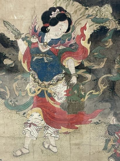Ecole japonaise du XIX°sècle.
Huile sur toile...