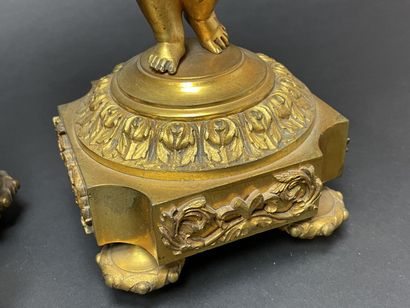 *Bronze mantelpiece with clock and pair of...