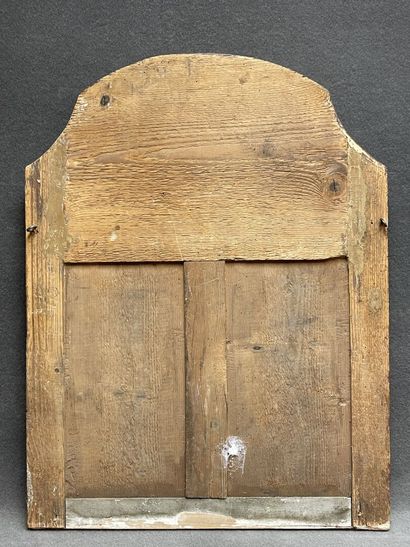 Gilded stucco frame mirror with scrolled...
