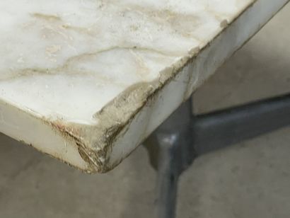 Rectangular table, chromed metal base and...