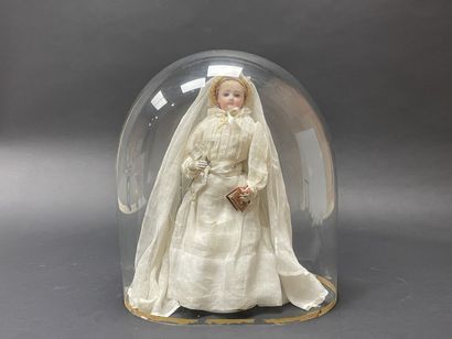 Parisian communion doll with missal and cross....