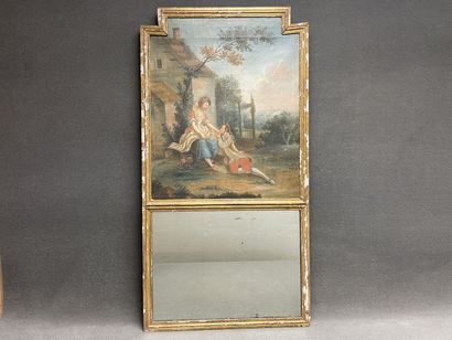 Molded wood trumeau, decorated with a galant...