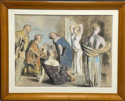 Wilhelm GIMMI (1886-1965)
L'atelier du peintre
Pastel...