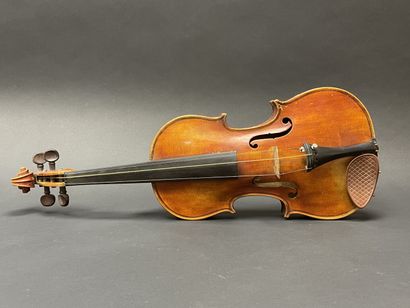 Violin in case, bearing a label 