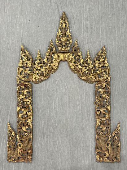 Mandorla-shaped portico with finely carved...