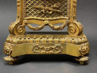 *Bronze mantelpiece with clock and pair of...