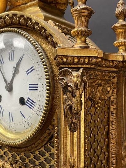 *Bronze mantelpiece with clock and pair of...