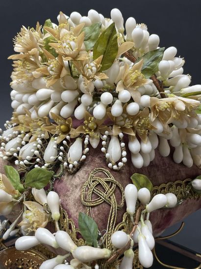 Bridal bouquet, orange blossoms in fabric,...
