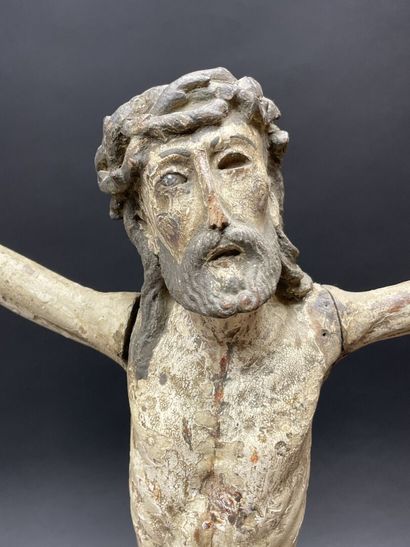 Crucifix Christ in polychrome carved wood...