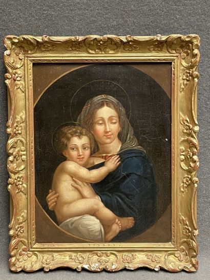 Italian school XIX° century.
Virgin and Child.
oil...