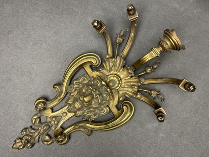 Large bronze lion's head sconce with five...