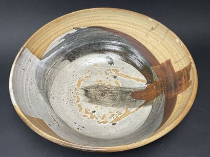 LA BORNE Very large stoneware bowl, abstract...