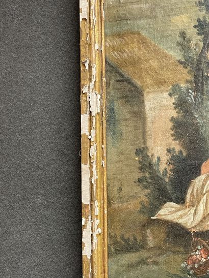 Molded wood trumeau, decorated with a galant...