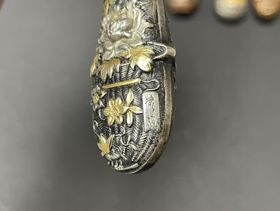 Silver flatware set, sentoku patinated bronze...
